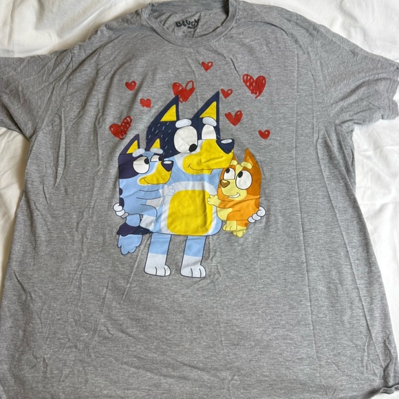 Bluey Adult Graphic T-Shirt Grey Cartoon Tee XL - Picture 2 of 7